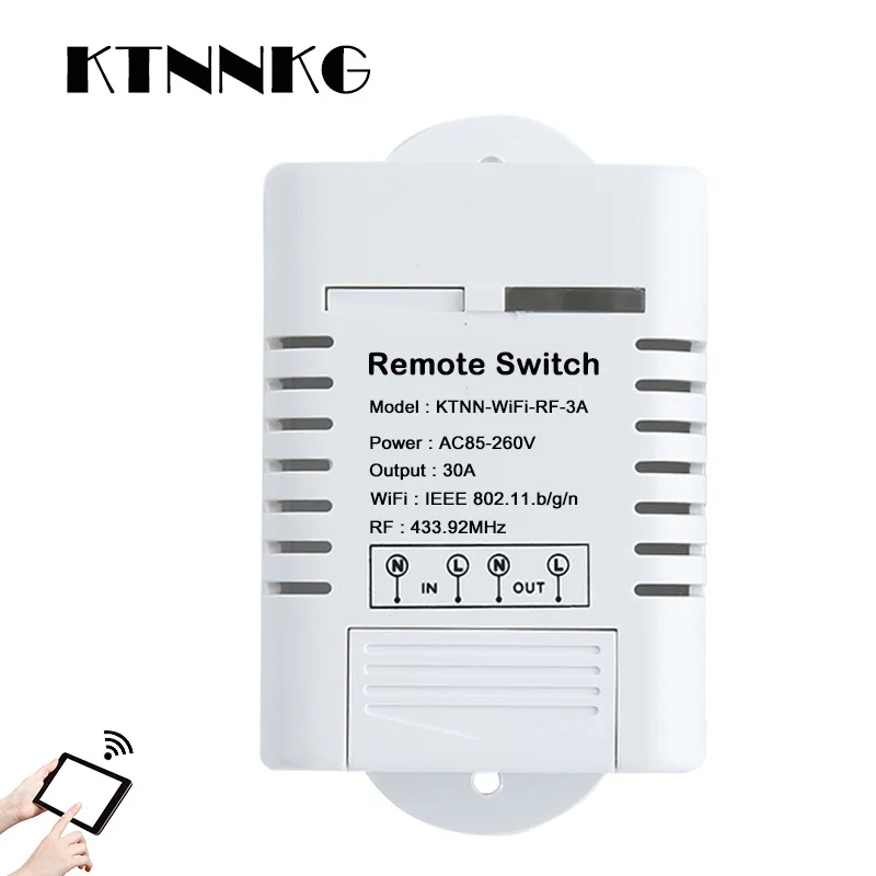 Comprar 30A de alta potencia Wifi relé interruptor receptor 110 V 220 V Smart Home Gadgets interruptor de luz inalámbrico APP Control 433MHz