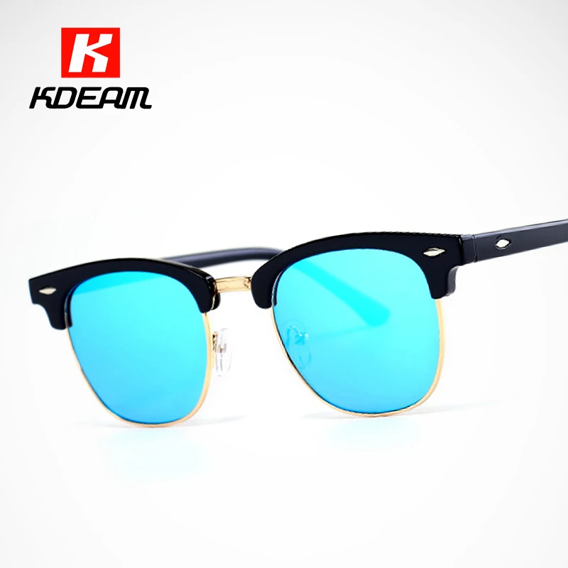 Женские и мужские солнечные очки KDEAM, солнцезащитные очки в уличном стиле с открытой переносицей и золотым покрытием, универсальные очки с защитой UV400 CE