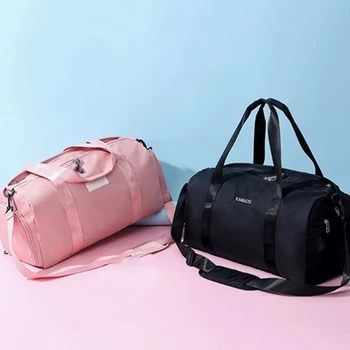 

Korean Men Women Gym Bags Training Bag Travel Yoga Mat Bag Hand Luggage Large Capacity Waterproof Portable Fitness Duffle Bags
