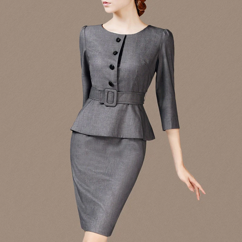

Spring And Autumn OL Elegant Dress False Two-piece Dress Three Quarter Sleeve Send The Belt