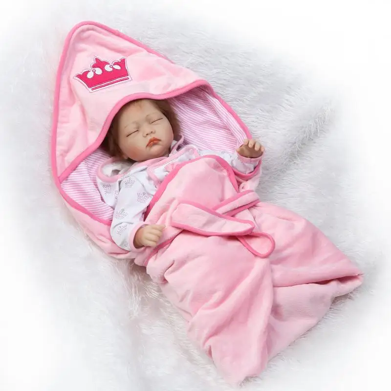 

NPKCOLLECTION More Realistic 55cm Reborn Dolls Cute Sleeping Doll Soft Real Gentle Touch Silicone Newborn Doll Toys Cloth Body