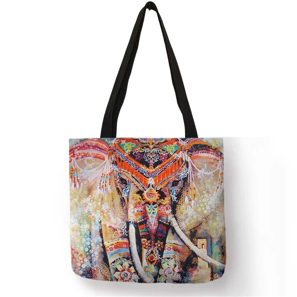 Красивый Дизайн Сумки для дам слон картина с деревьями белье хозяйственная Рабочая Повседневная сумка Femme Homme Sac основной
