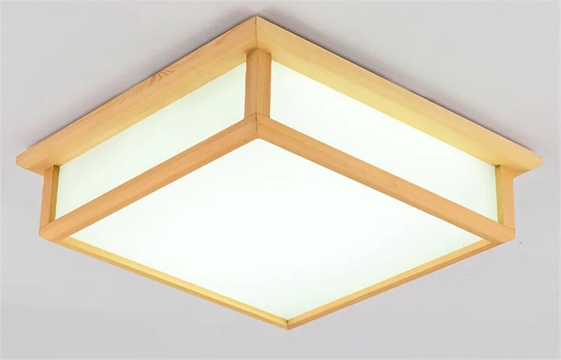 Японский деревянным квадратным светодио дный потолочный светильник минималистский современный светильник для спальной комнаты огни