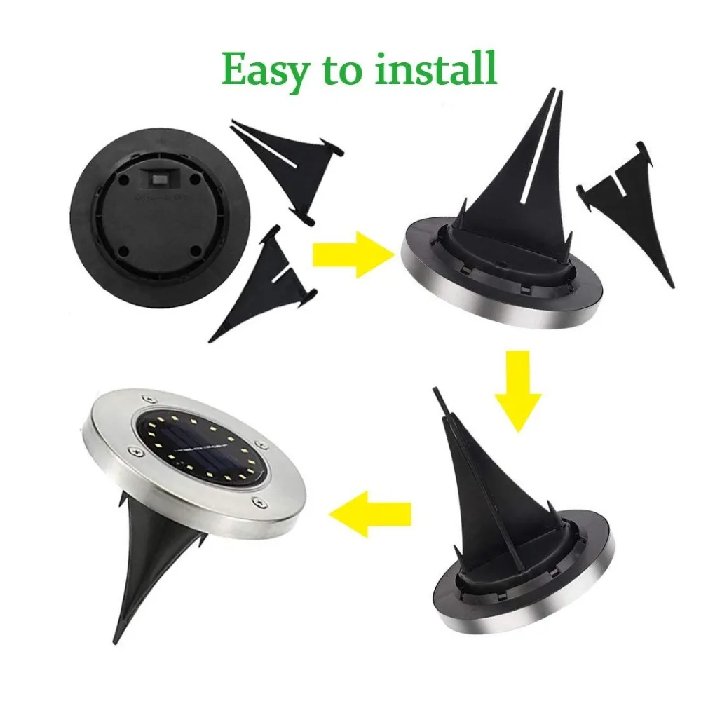 Luzes do Jardim Solares à Terra à Prova Luzes para Gramado Pacote Solar Luzes Dwaterproof Água Pátio Luz Subterrânea Sensing Paisagem Caminho 4 16led 12 4 pacote solar luzes do jardim 16led