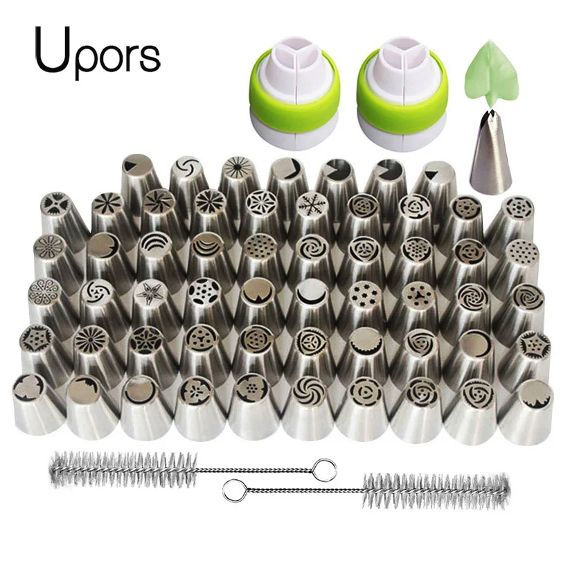 UPORS 62Pcs Food Grade Russian Piping Tips Cake Decorating Tools