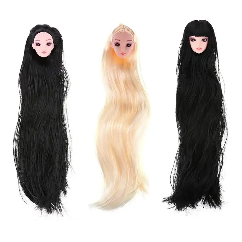 

Kids Long Hair Dolls Play Toys Girls Plastic Long Wig Doll Head Accessories Baby Dolls Thicken Hairs Head Cake Doll Baking Mold