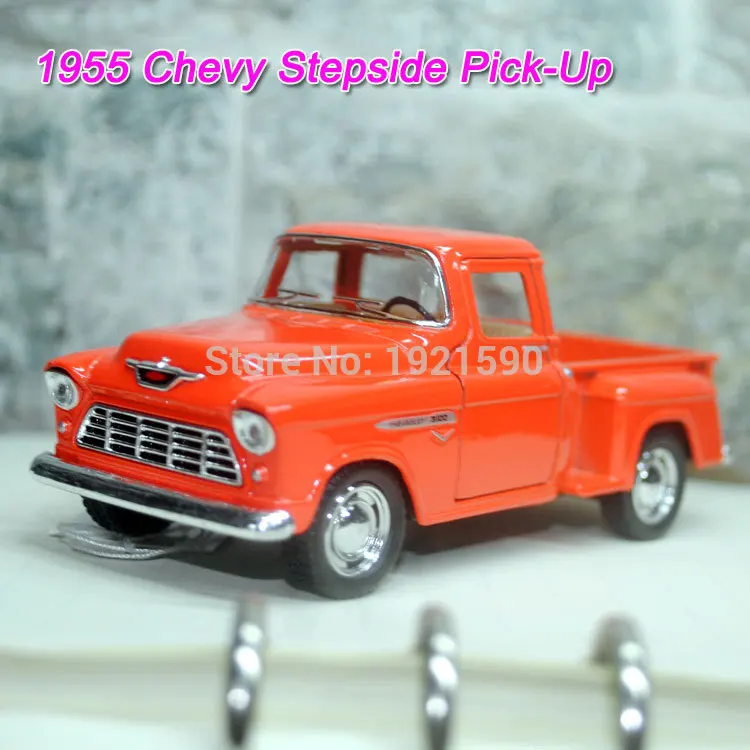 YJ KT 1/32 Scale, игрушки для автомобиля с оттягиванием, США 1955, Chevy Stepside, пикап, литая металлическая модель автомобиля, игрушка для подарка/коллекции/детей