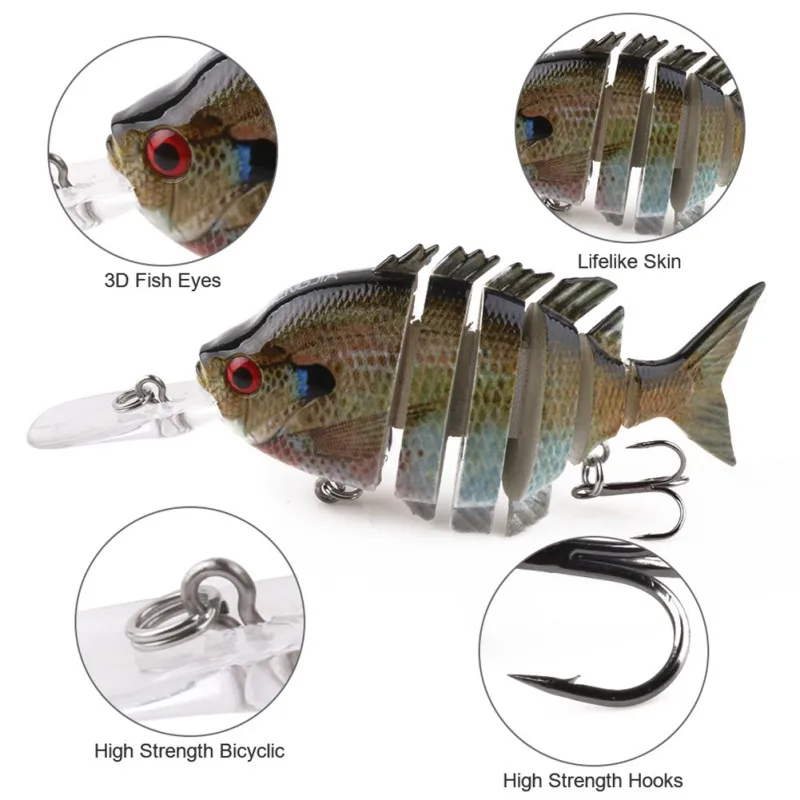  Swim Panfish Multi Jointed Panfish Fake Bait Fishing Lures Crank Saltwater Fishing Lure 10cm 12g Ar