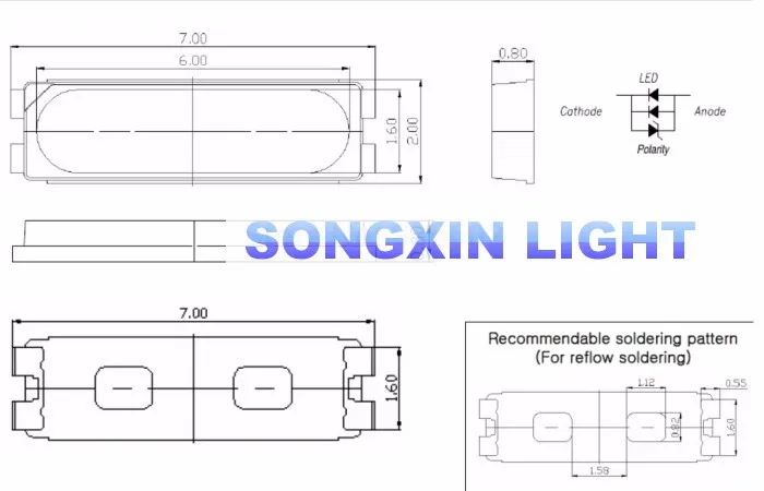 100 шт. для LG Innotek светодиодный Светодиодный Подсветка 0,5 Вт 7020 3V холодный белый 40LM ТВ Применение LEWWS72R24GZ00