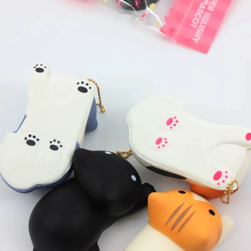 New arrival Hot sale 10cm original pack kawaii squishy slow rising naughty cat KT toys bags phone charm strap keychain squishies