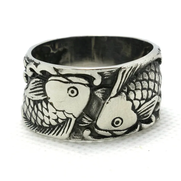1pc Hot Design !! Punk Style Biker Animal Fish Mens Boy Ring 316L Stainless Steel Unique Ring