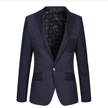 M-3XL!! The New Spring 2015 Men’s Fashion Mens Brand Of High-Grade Splicing Dot Men Floral Blazer Mens Blazers Men’s Suit Jacket