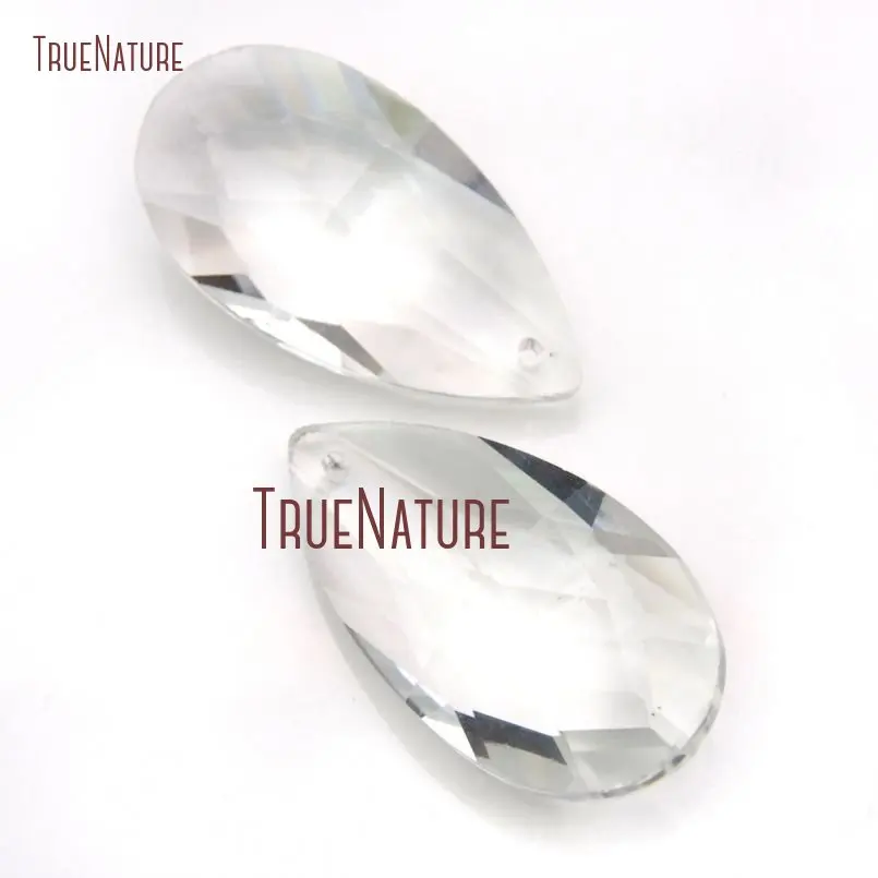 

20Pcs Faceted Tear Drop Pendant Glass Crystal Pendant Clearance 49x26mm PM14955