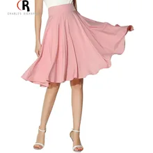Midi Skirt 2017 Summer Women Clothing High Waist Pleated A Line Skater Vintage Casual Knee Length Saia Petticoat