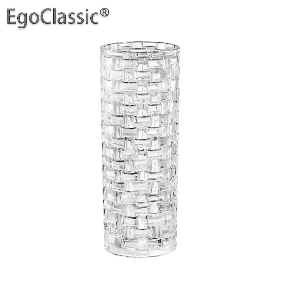 Стильная простота прозрачная утолщенная стеклянная ваза пивная кружка бокал классический стиль прямой цилиндр переплетение узор Гидропоника