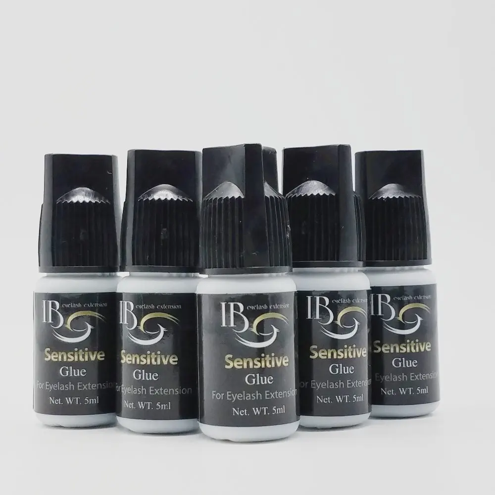 

Free Shipping IB professional Sensitive Glue for Eyelash Extensions fast dry Adhesive strength up to 30 days 5ml 5 pieces/lot