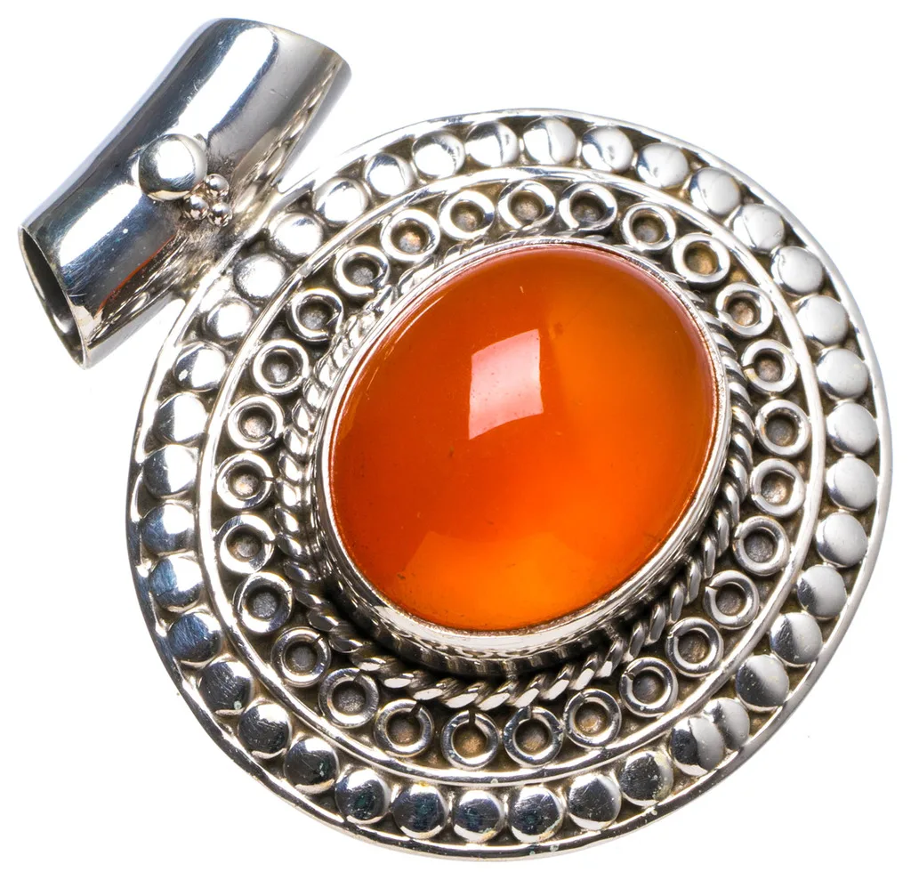 

Natural Carnelian Handmade Unique 925 Sterling Silver Pendant 1.25" X0770