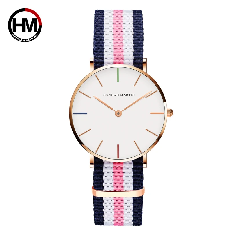 

Simple Design Nylon Strap Watch Two Hands Japanese Movement Quartz Watch Gift for Women