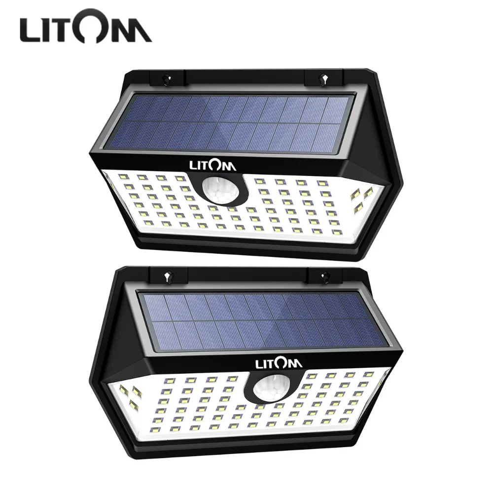 

2PCS/Lot LITOM CD184 63 LED Solar Lights ip65 Waterproof Solar Panel With Dim/Sensor/Medium Light Model For Outdoor Yard Garden