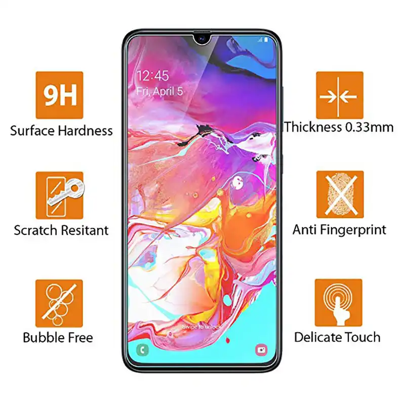 Case For Samsung A70 A80 A90 Full Cover Tempered Glass Screen