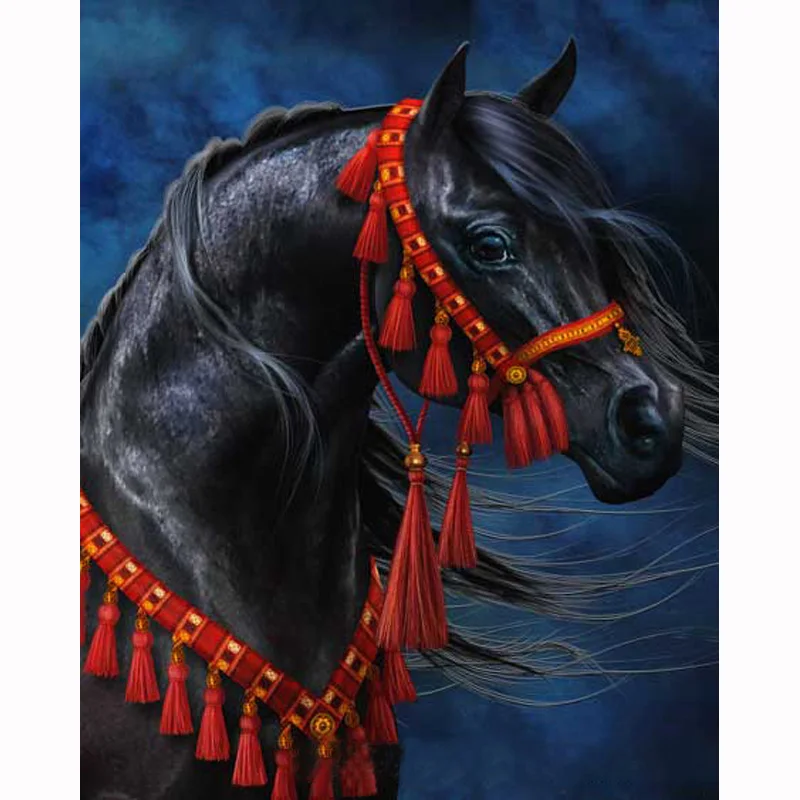 H1524 Алмазная вышивка лошади алмазная живопись black horse | Дом и сад