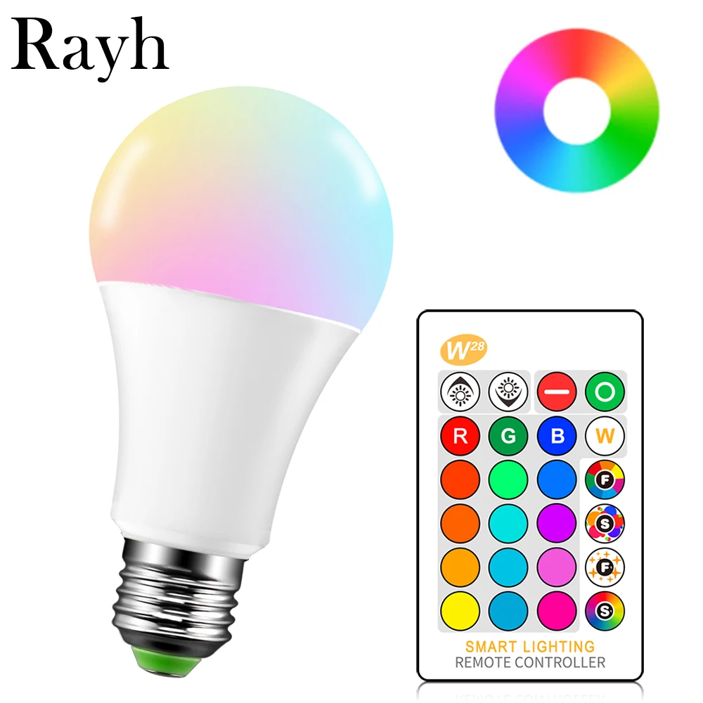 

E27 LED 16 color RGB magic light bulb lamp 5/10 / 15W 85-265V 110V 220V LED remote intelligent light + infrared remote control