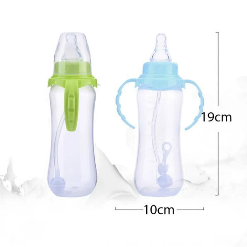 240 мл безопасные детские бутылки для новорожденных дети учатся Кормление питьевой ручка Дети соломы сок Бутылки для воды Training cup