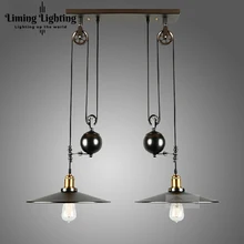 Винтажный RH Лофт промышленный светодиодный американский кантри подвесные светильники на полиспасте регулируемые проволочные лампы выдвижной бар украшения освещения