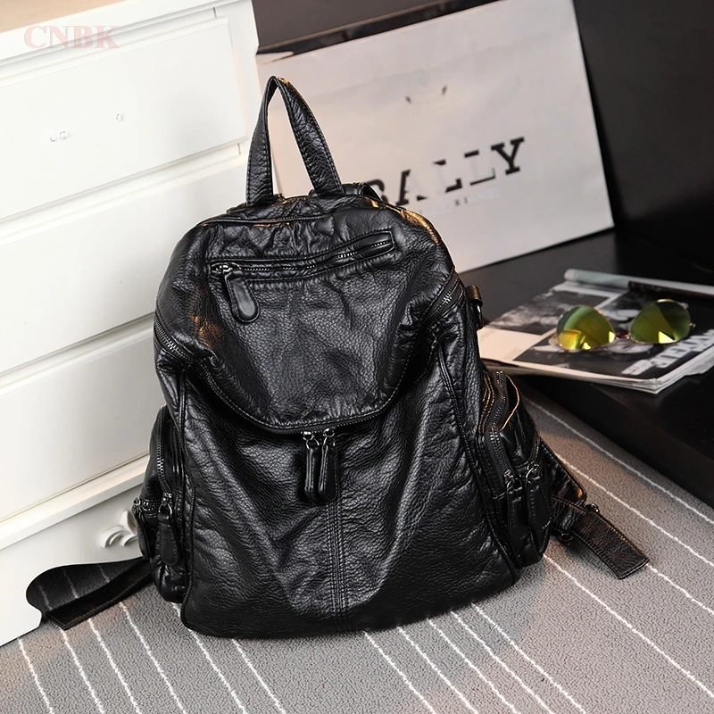 

Large Capacity Backpack Female 2018 New Wild Mommy Travel Bag Cowhide Leather Soft Leather Backpack Student Bag Wholesale
