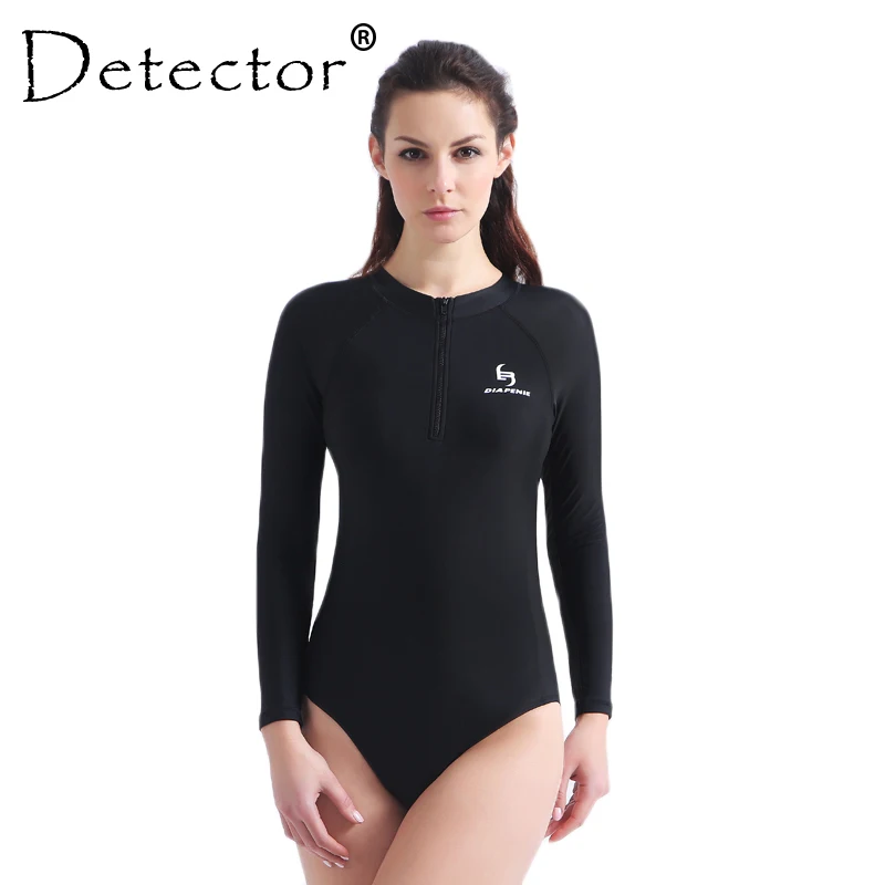 Buy Detector Sexy Solid Long Sleeve One Piece Swimsuit