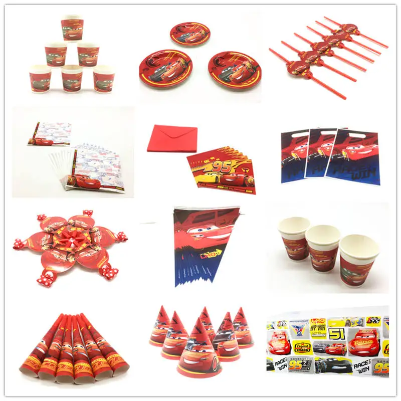 

Disney Cartoon Cars Theme Paper Cup Plate Plastic Straw Cars Theme Party Family Party Birthday Party Decoration Party Supplies