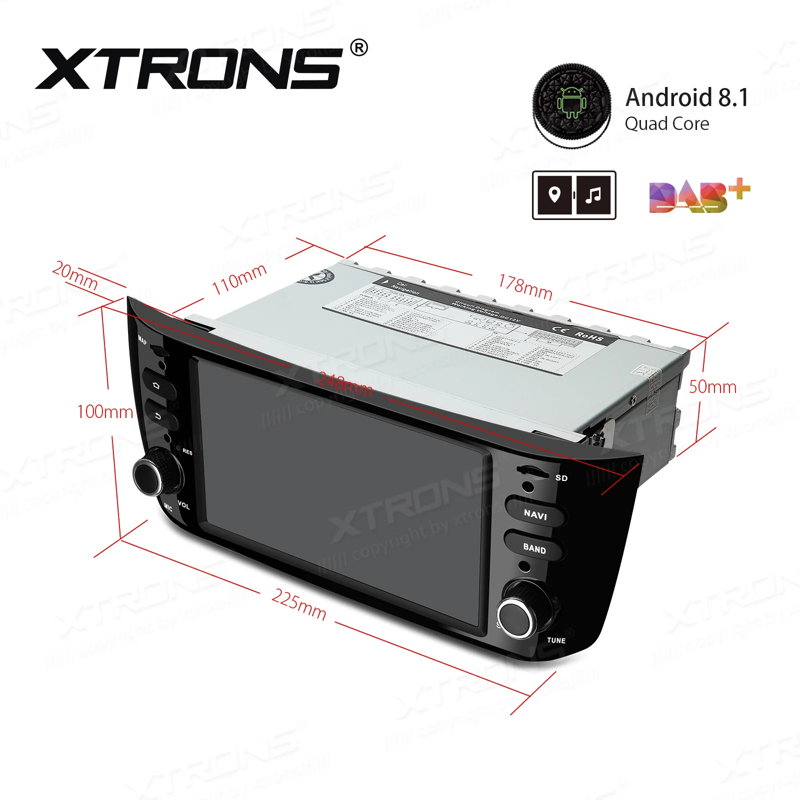Top XTRONS 6.2" Android 8.1 Car DVD Player for FIAT Punto 199 310 / Linea 323 2012 2013 2014 2015 2016 Radio GPS WiFi TPMS USB SD 4