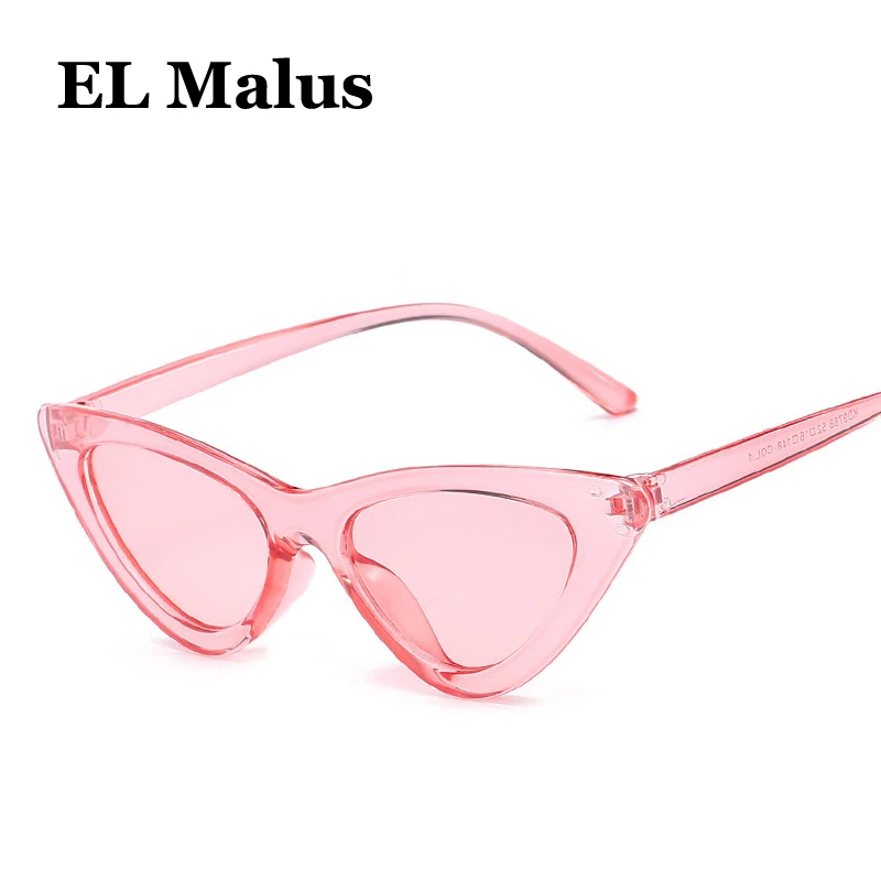 

[EL Malus]New Cat Eye Frame Sunglasses Women Female Retro Brand Designer Red Yellow Lens Mirror Shades Sexy Ladies Sun Glasses