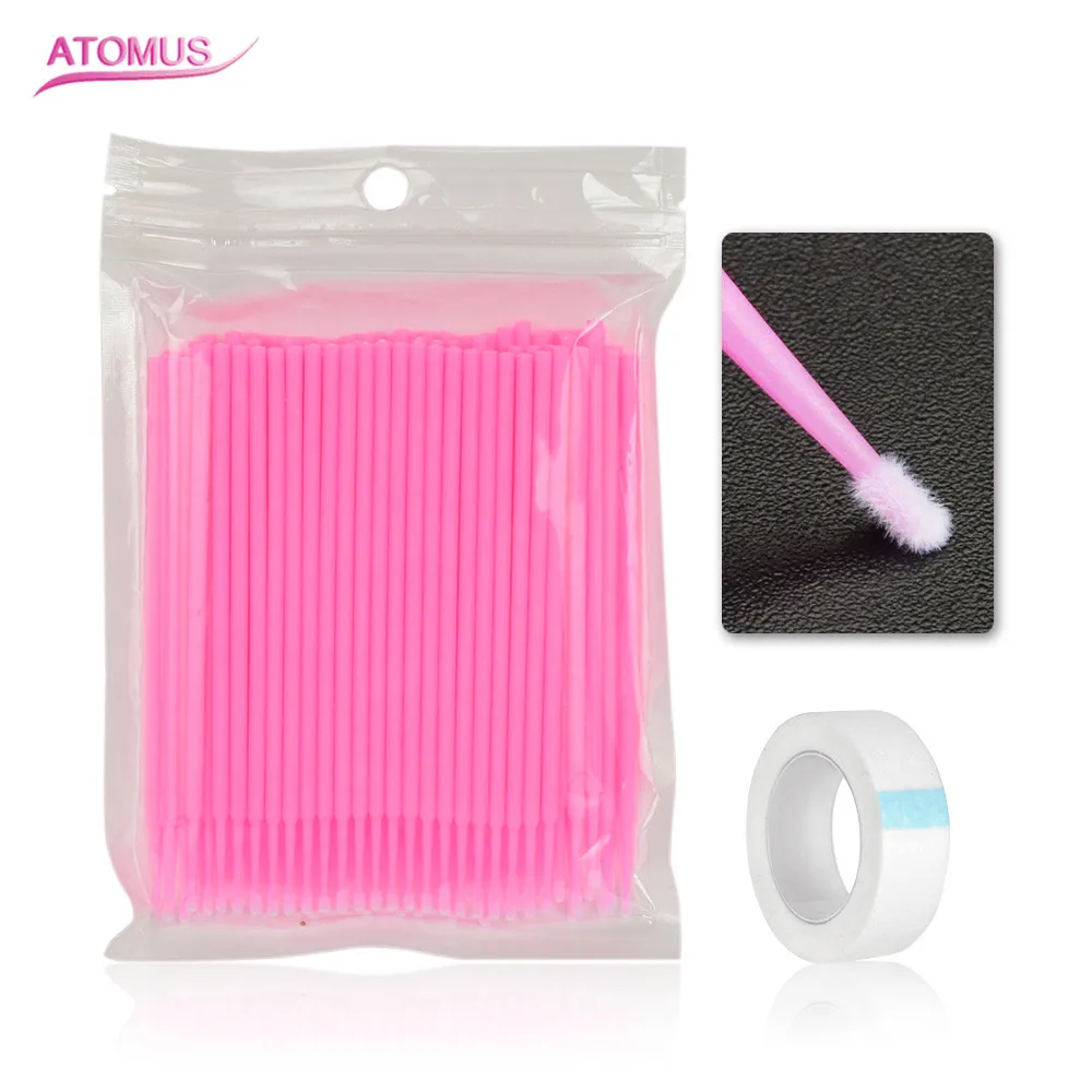 

100PCS Cotton Swab +1PC Volume Small Gauze False Eyelash Extension Grafting Tools Kit Eye Lashes Curl Makeup Tools Set TSLM2
