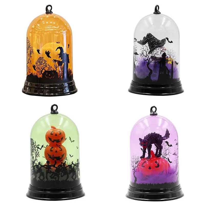 

Unique Small Night Light Halloween Pumpkin Witch Cat Pattern Discoloration Light Miniatures Decor