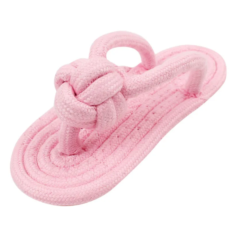 Transer Cotton Rope Dog Toy Slipper Shoes Shape Pet Dog Biting Chew Firm Pet Toy Outdoor Traning for Small Medium Dogs 906 - Цвет: Pink