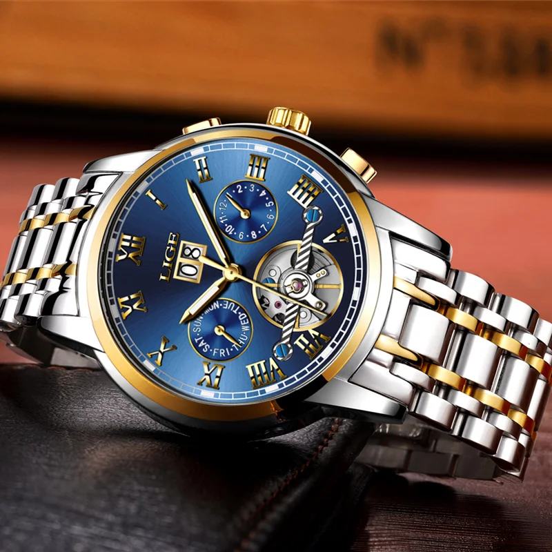 LIGE Watch Men Business Waterproof Clock Mens Watches Brand Luxury Fashion Casual Sport Mechanical Wristwatch Relogio Masculino