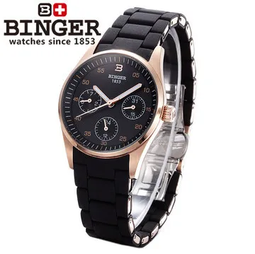 Hot Sale New Design Binger Watch Geneva Fashion Exaggerated Love Couple Wristwatch Women Quartz Black Watches