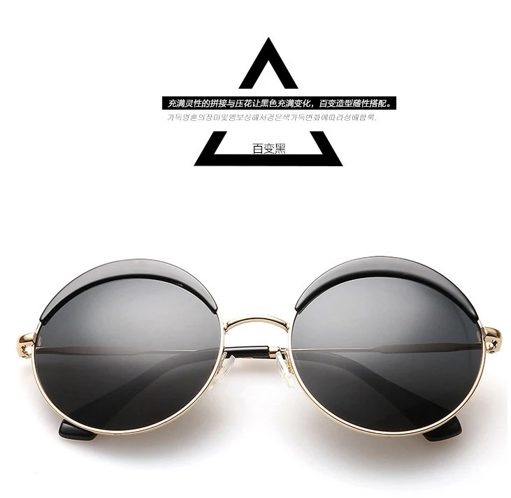 Fashion Women Funky HD Polarized Hippie Round Metal Blue Mirror Lens Reflective Sunglasses with Case Circle Glasses for Girls (1)