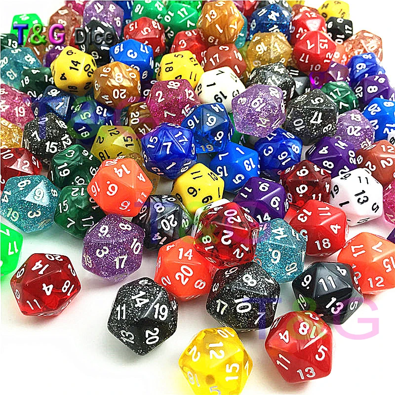 Различные цвета смешанный тип полный набор 10 Twenty Side D20 экстремальные кости