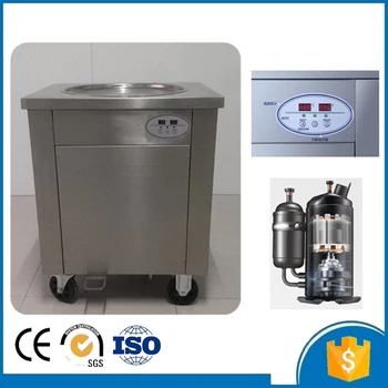 

DHL free hot 220v 110v round pan fried ice cream machine 900w fast freeze single pan fry ice cream machine r410a cream roll make