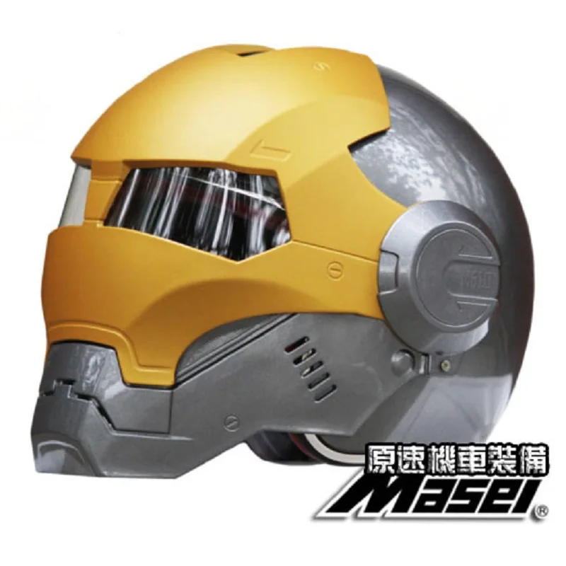 Шлем мотоциклетный с открытым лицом серого и золотого цвета 610|ironman motorcycle helmet|face