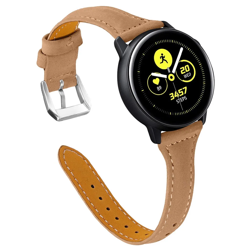 2019 модные женские туфли Для мужчин ремешки для samsung Galaxy Watch active 20 мм кожа пряжкой заменить Для мужчин t часы браслет для ремня