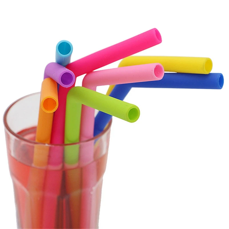 8 многоразовые трубочки пищевого класса Силиконовые соломинки для дома для вечеринки; Винный Цвет аксессуары