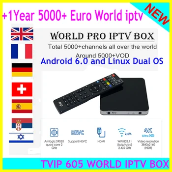 

Best Linux OS Smart tv Box TVIP605 Android 6.0 S905X 2g 8g 5G Wifi Double Systerm with 5000+IPTV Italy French Spain Polish Ari