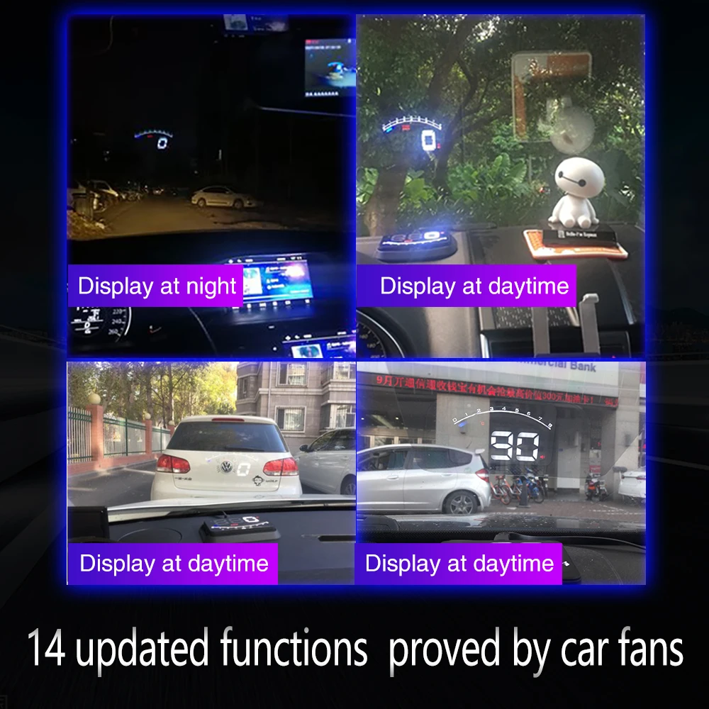 M6 автомобилей Head Up Дисплей 3,5 дюймов ветрового стекла проектор OBD2 EUOBD вождение автомобиля данных Дисплей Скорость об/мин Температура воды M6 HUD