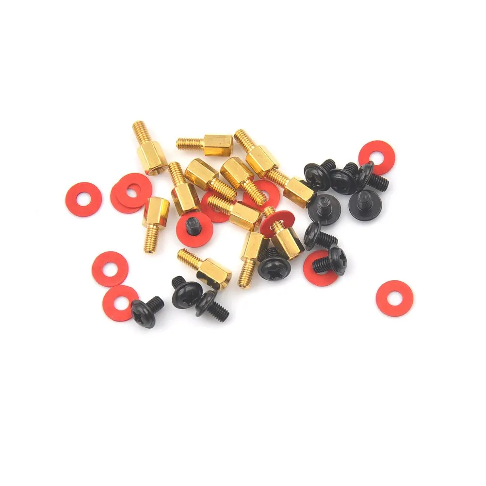 10Pcs 6-32-M3 6.5mm Computer Golden Motherboard Riser+Silver Screws + Red Washers High Quality | Обустройство дома