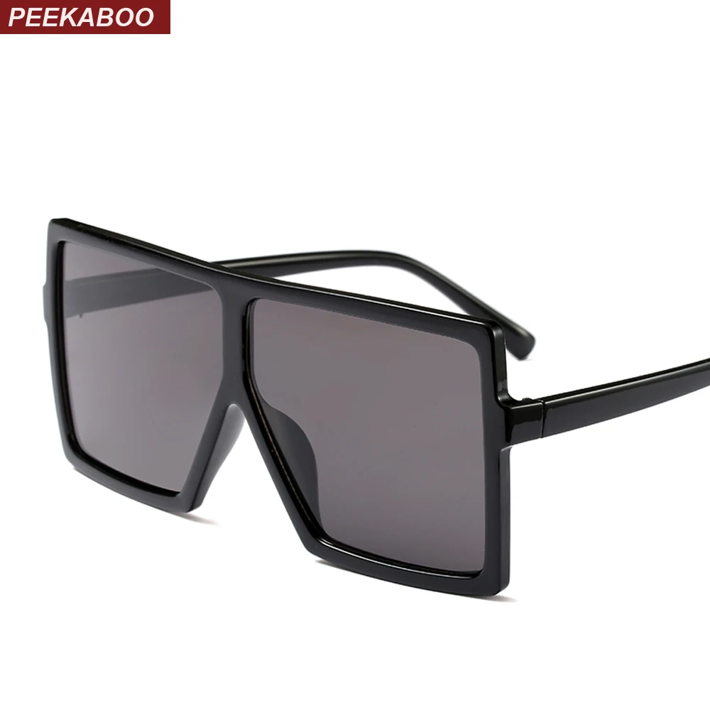 Peekaboo cheap oversized sunglasses women square flat top white black big ladies sun glasses ...