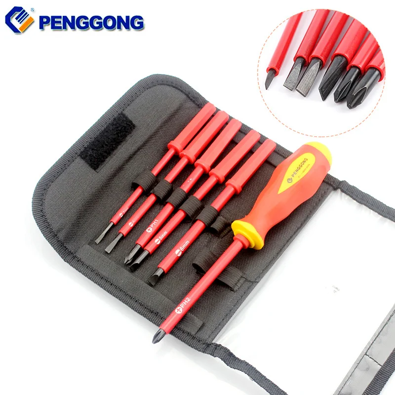 PENGGONG 7 in 1 7 Pcs 1000V Insulated Electrical Screwdriver Set