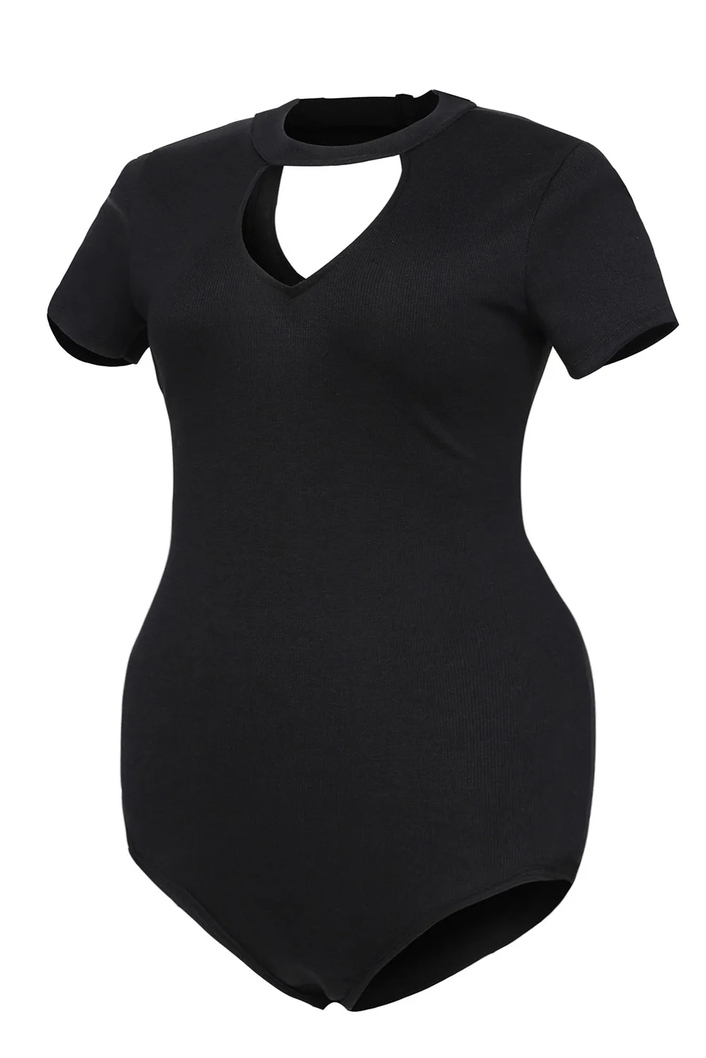 Solid-Black-Peep-Hole-Choker-Bodysuit-LC32049-2-9